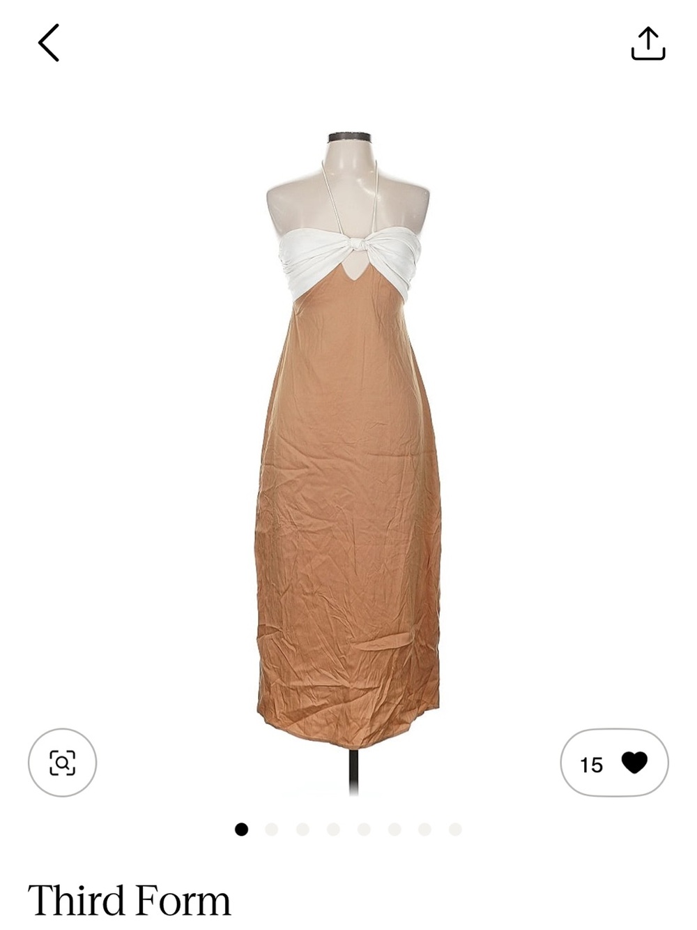 Third Form White and Tan Strapless Midi Dress